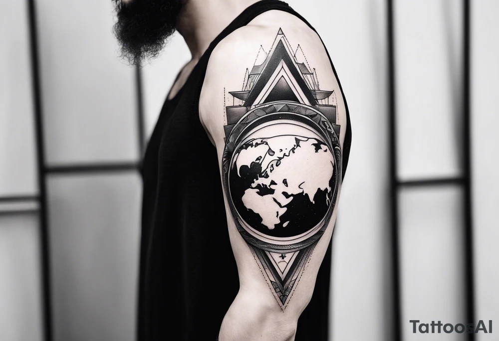 tattoo of a young man carrying the earth at arm's length tattoo idea