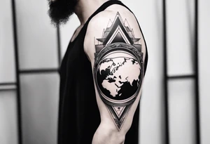 tattoo of a young man carrying the earth at arm's length tattoo idea