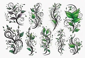 Words “Plant powered” with growing vines tattoo idea