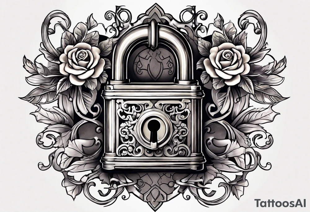 couples tattoo of an antique lock and key. tattoo idea