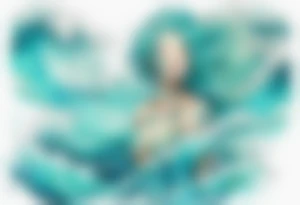 a woman made out of water emerging from the sea, turquoise hair tattoo idea