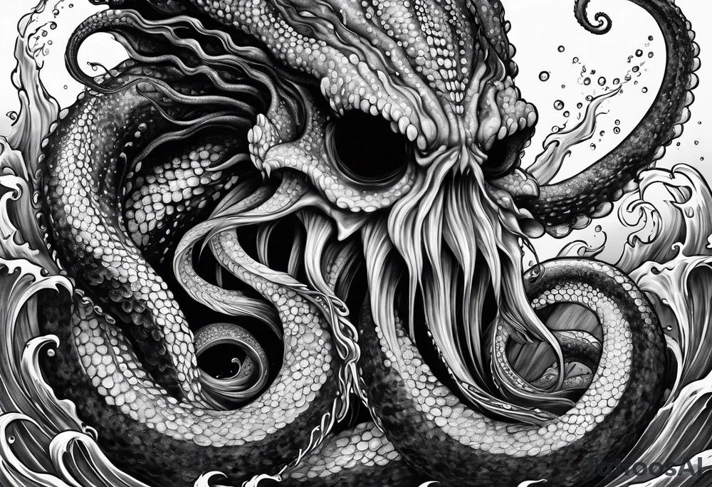 Kraken tentacles coming out of water tattoo idea