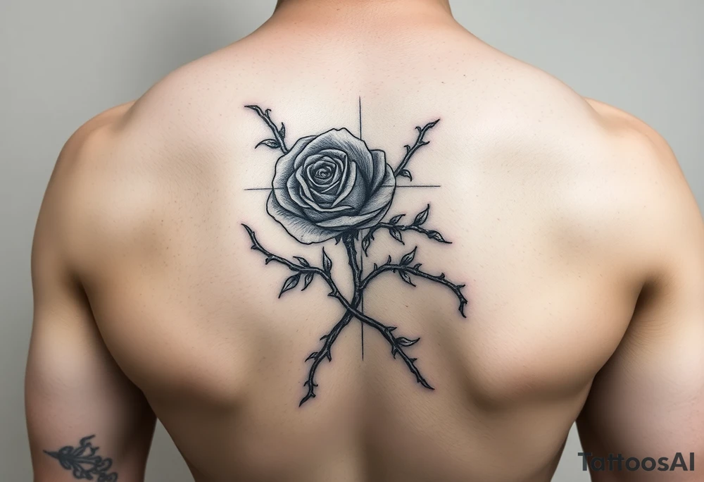 tattoo of a rose thorn vine sewn inside and wrapping around the forearm tattoo idea