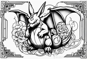 Charizard holding pikachu tattoo idea