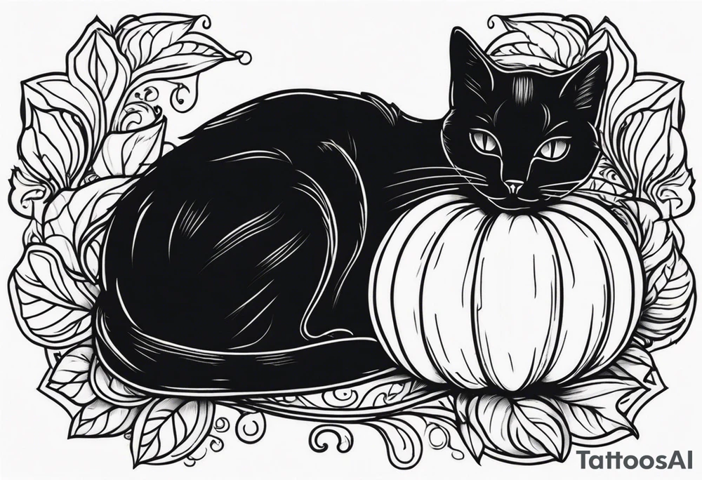 Black cat with a pumpkin tattoo idea