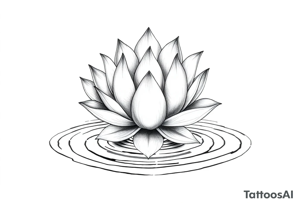 serene lotus flower emerging from sacred waters with ripples tattoo idea