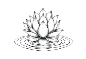 serene lotus flower emerging from sacred waters with ripples tattoo idea