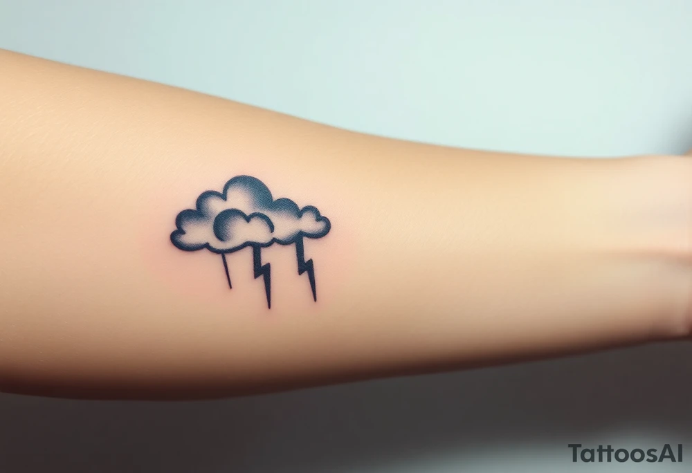 Black storm clouds with rain & lightning bolts tattoo idea