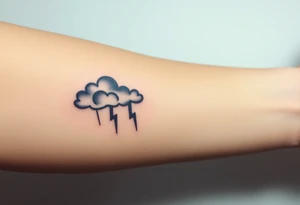 Black storm clouds with rain & lightning bolts tattoo idea