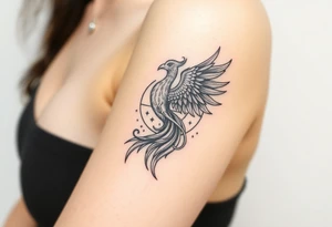 Ornamental phoenix natal chart tattoo idea