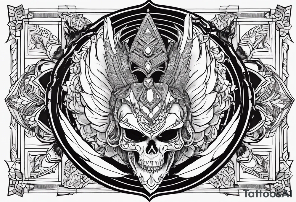 kali, alien goddess, valkrye, pirate, zenza resonance, pachamama, lotus, blank panther, eagle, skull, 5D, nueva gaya tattoo idea