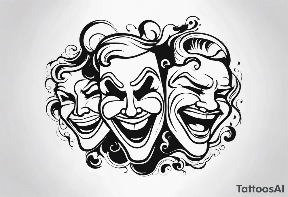 laugh now cry later faces with smoke tattoo idea
