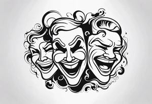 laugh now cry later faces with smoke tattoo idea