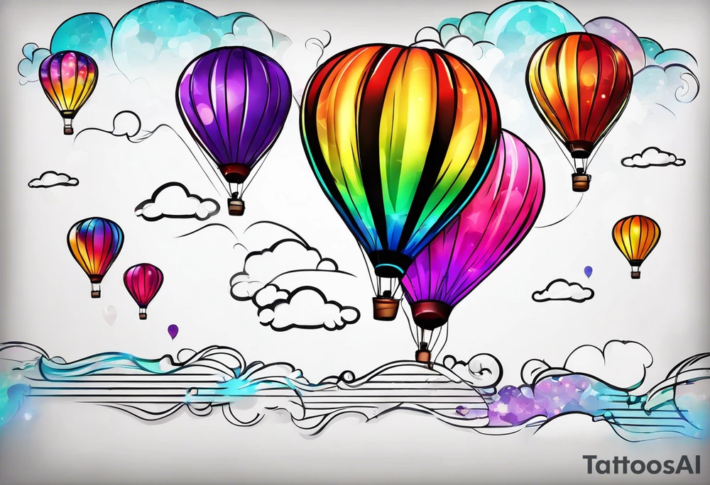 lgbt, colorful balloon tattoo idea