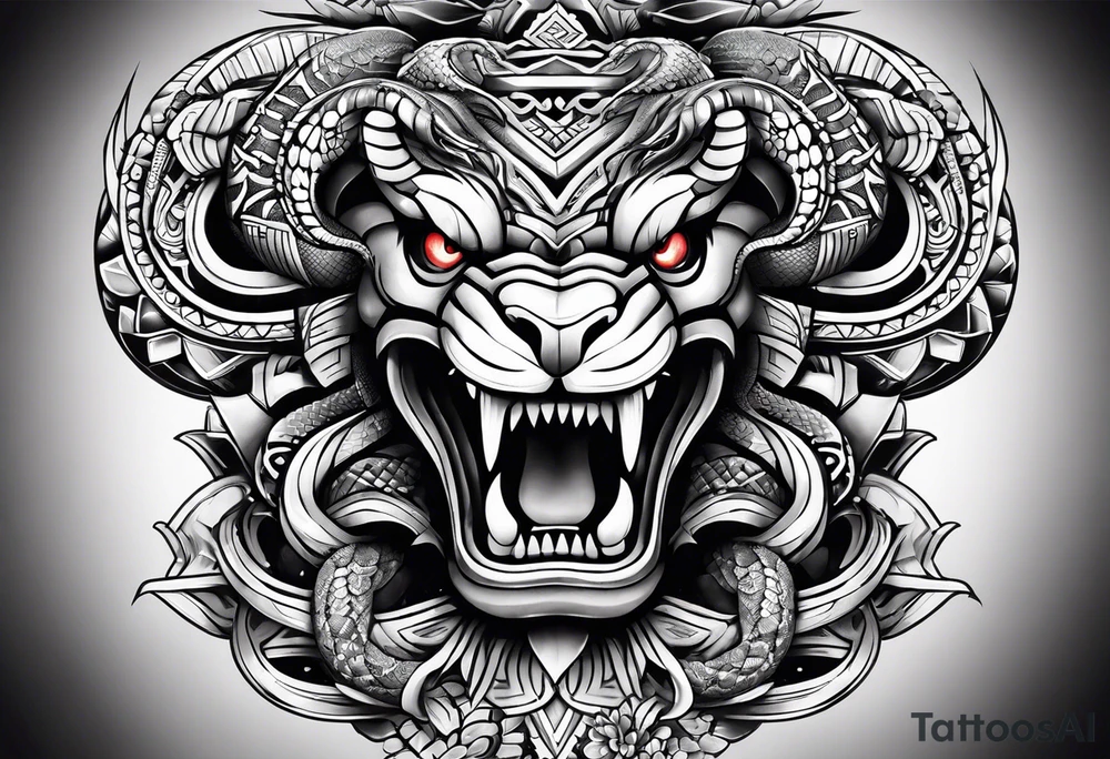 aztec snake sleeve tattoo idea