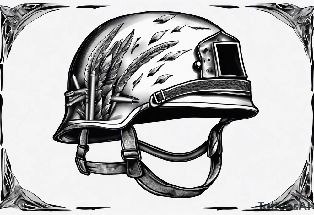 army helmet with 3 bullets tattoo idea