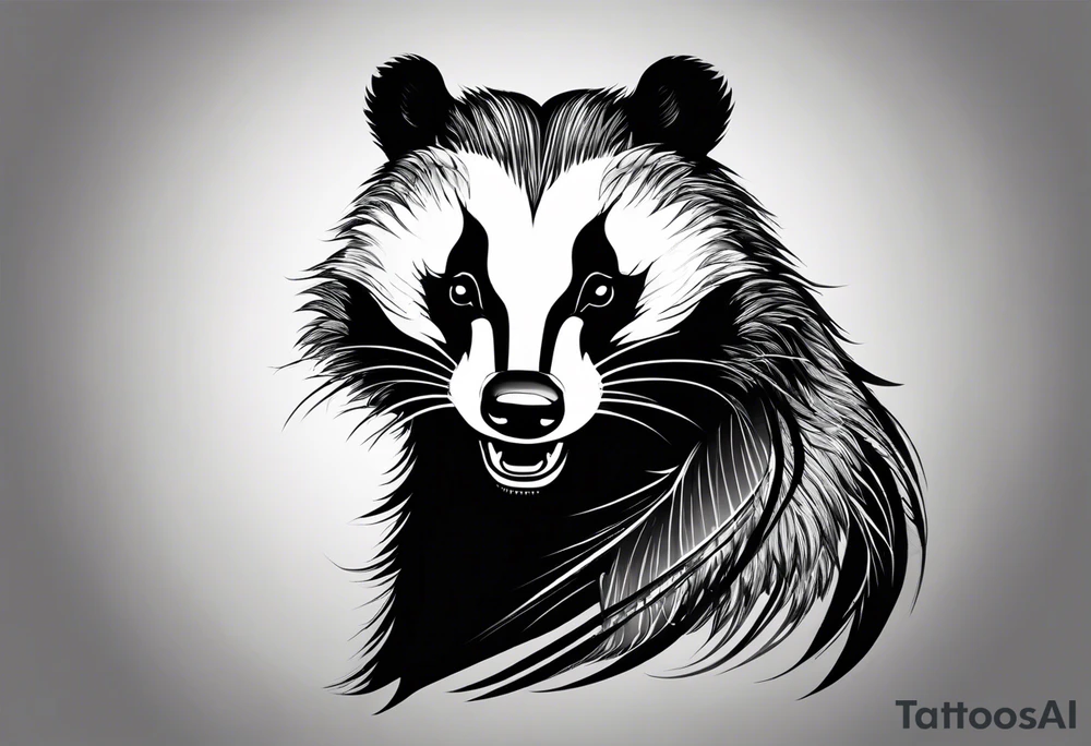 Draw me badger with aggressive full body, killer face with cute smile, very long nails and he attacks like a Turkish gladiator to enemy and also he has very deadly looking. The only weapon is his braveness he fights with his nails. tattoo idea