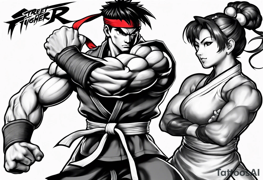 street fighter 3 ken versus chun li fighting evo moment tattoo idea