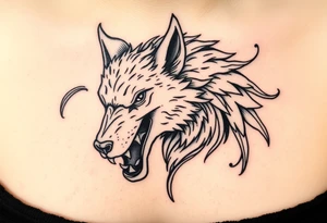 A  sheepwolf snarling as a mystical creature tattoo idea