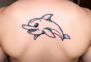 Cartoon dolphin with a mischievous face tattoo idea