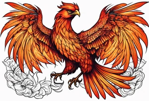 Proud Strong red orange phoenix tattoo idea