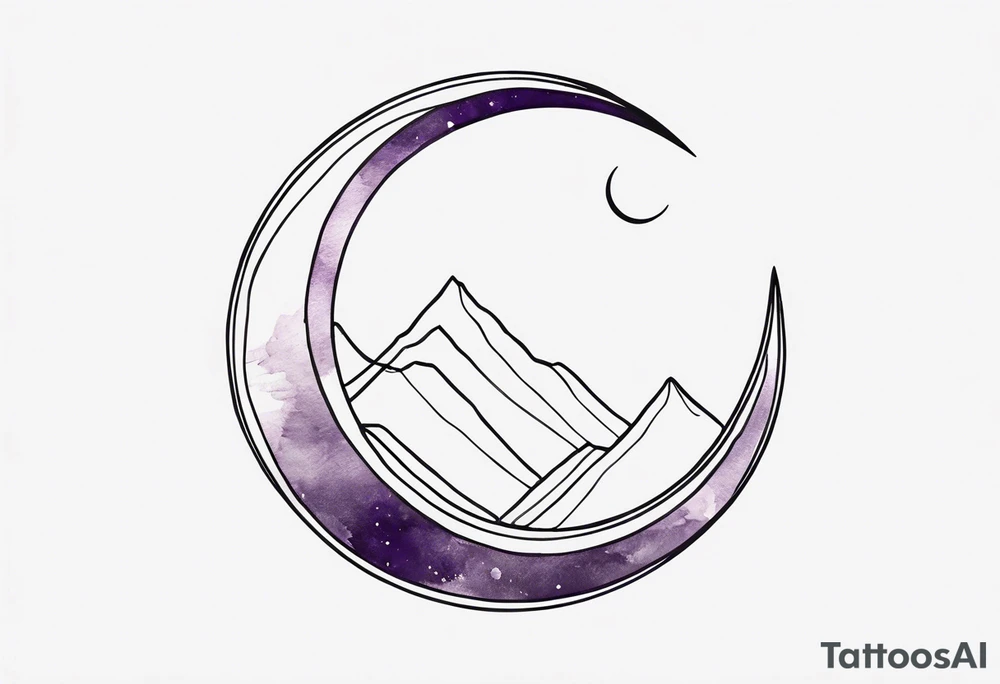 a crescent-shaped moon in amethyst tattoo idea