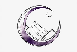 a crescent-shaped moon in amethyst tattoo idea