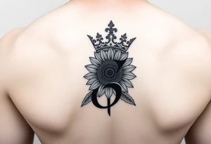 Letter g lettering with a crown and sunflower tattoo idea