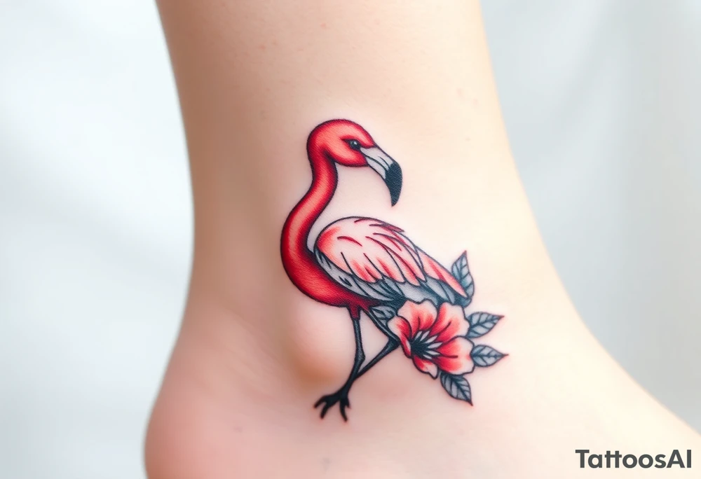 Flamingo made of flower tattoo idea