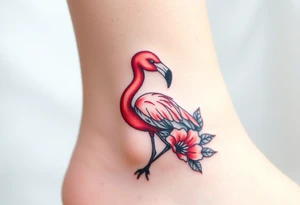 Flamingo made of flower tattoo idea