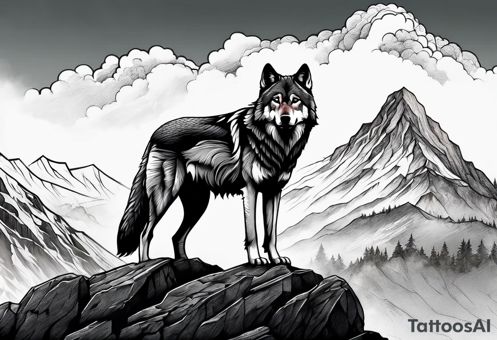 wolf on the hill tattoo idea