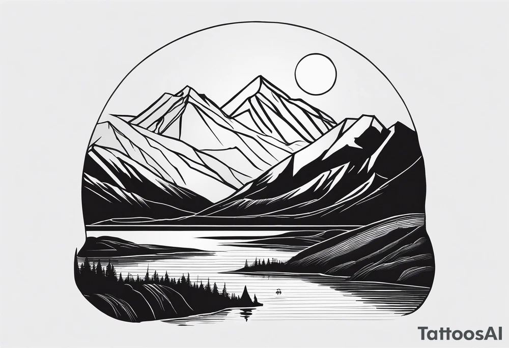 mountains, road, lake, yurt, sun, kyrgyzstan tattoo idea