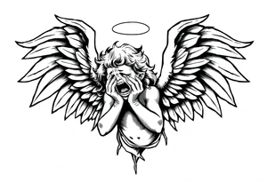 odd crying angel tattoo idea