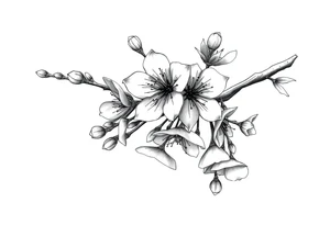 Cherry blossom branchwith rund petals tattoo idea