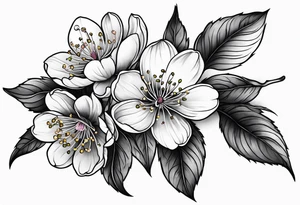 cherry blossoms with leaves and buds tattoo idea