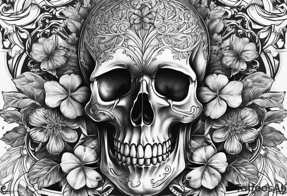 full chest tattoo with 4 leaf clover and skull inside tattoo idea full chest tattoo with 4 leaf clover and skull inside tattoo idea