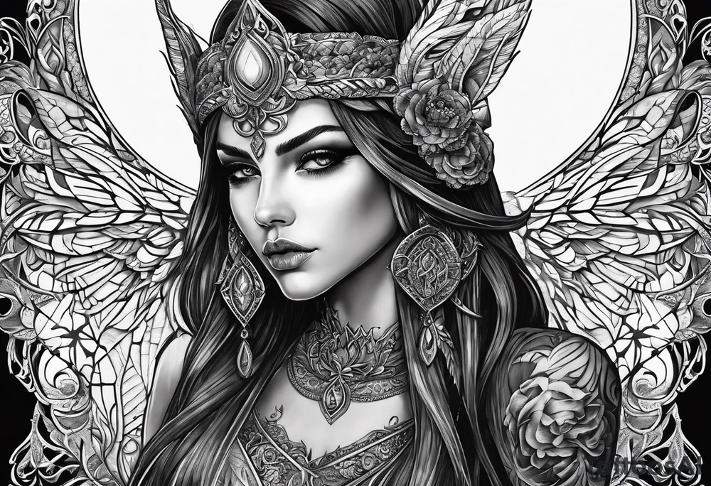 Elfe mit spitzen ohren nd geflochtenen zöpfen tattoo idea