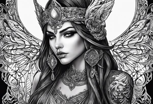 Elfe mit spitzen ohren nd geflochtenen zöpfen tattoo idea