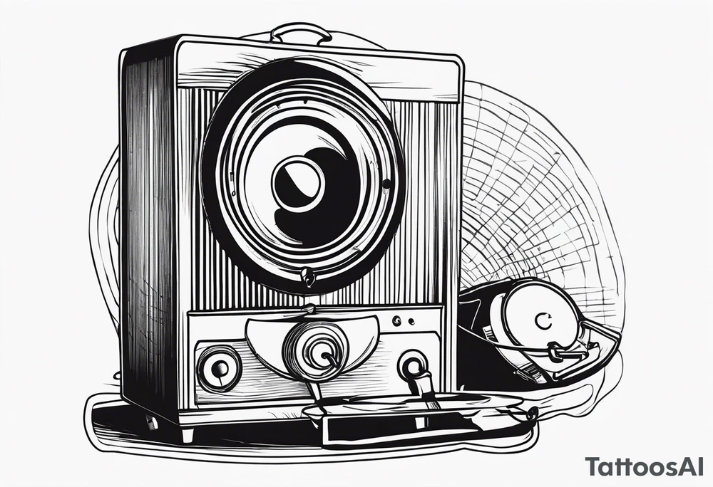 vintage phonograh tattoo idea