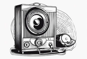 vintage phonograh tattoo idea