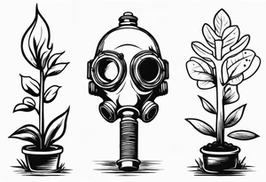plant stick out of a gasmask tattoo idea