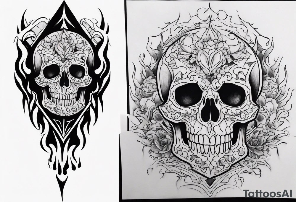 Burning skeleton tattoo idea