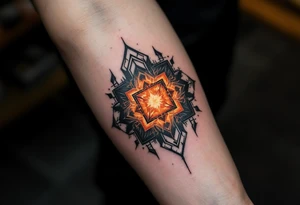 A fiery orange Svarog’s Square evokes divine protection and the creative fire of the sky god. tattoo idea