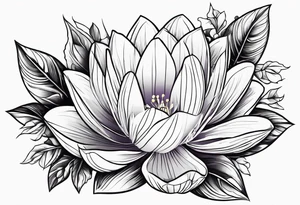 single flower bouquet with 1 violet, 1 water lilly, and 1 holly tattoo idea