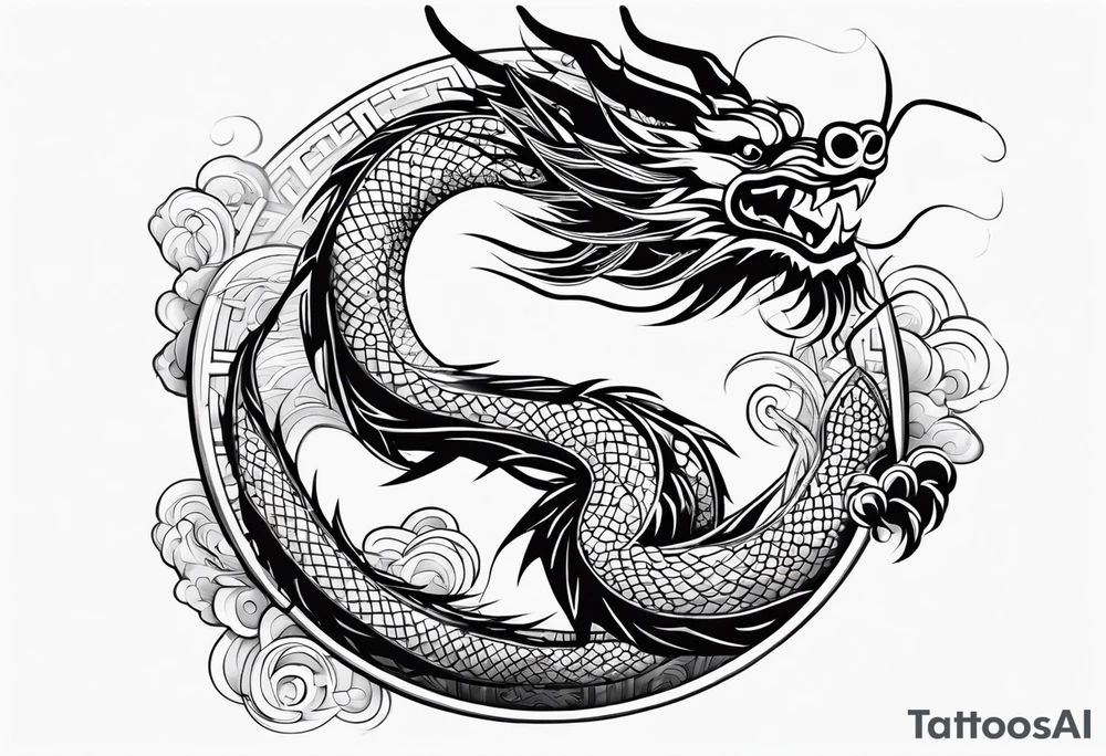 Chinese dragon in the shape of 2024 tattoo idea