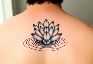 serene lotus flower emerging from sacred waters with ripples tattoo idea
