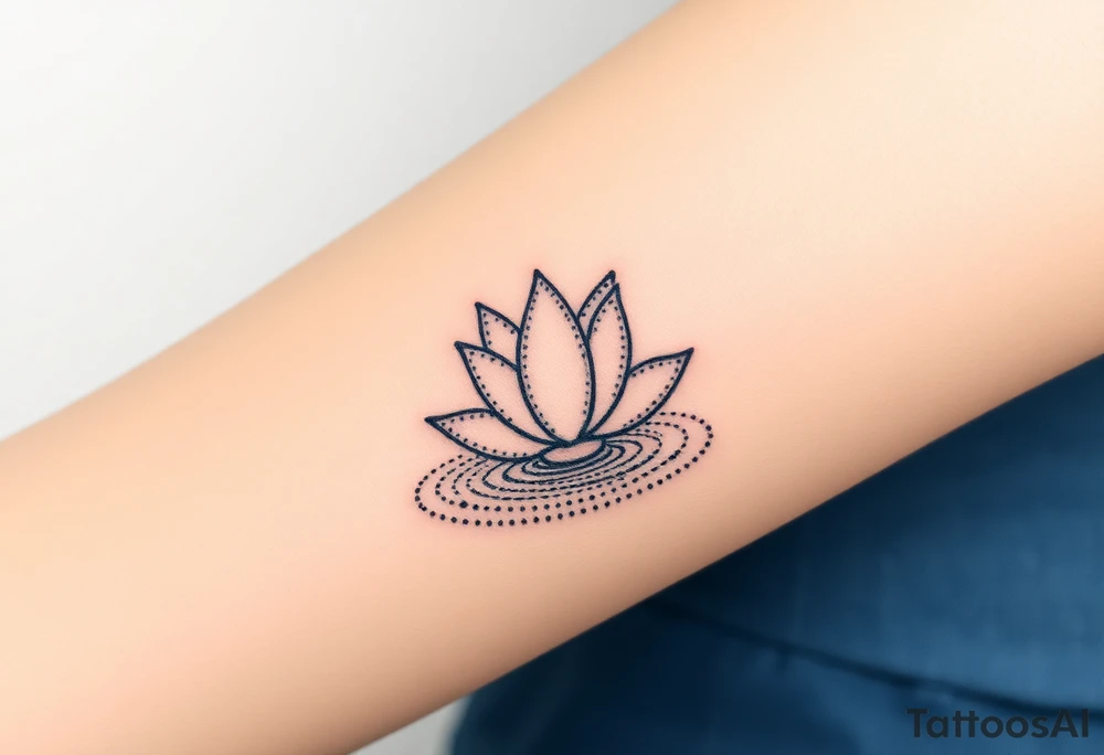 serene lotus flower emerging from sacred waters with ripples tattoo idea