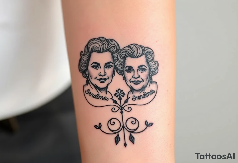 two of my grandmas who passed away and they both were born in 1958 with a design around them tattoo idea