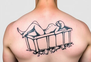 Dead woman in a dumpster slumped over all dead and what not tattoo idea
