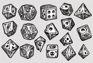 Dice with cat inside tattoo idea